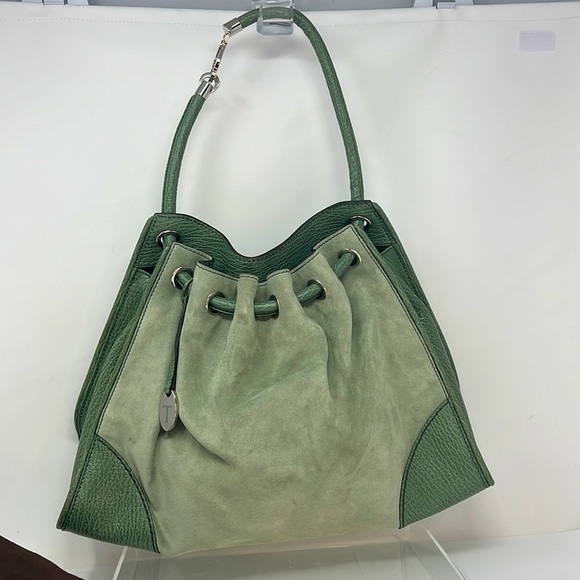 Tod’s Suede and Pebbled Leather Flat Back Shoulder Bag - Picture 1 of 13